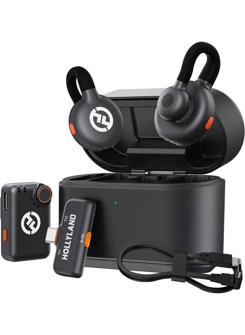 هولي لاند ميكروفون هولي لاند لارك ام تو اس كومبو لاسلكي لافاليير للايفون والاندرويد والكاميرا والكمبيوتر مع مستقبل كاميرا ومستقبل يو اس بي سي وكابل لايتنينج عزل ضوضاء مشبك تيتانيوم بطارية 30 ساعة لصناعة المحتوى - Image 1